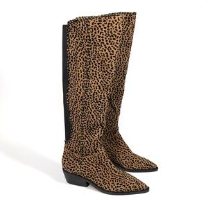 1 STATE Sage Over the Knee Tall Suede Boots Size 5.5 Pointed Toe Cheetah